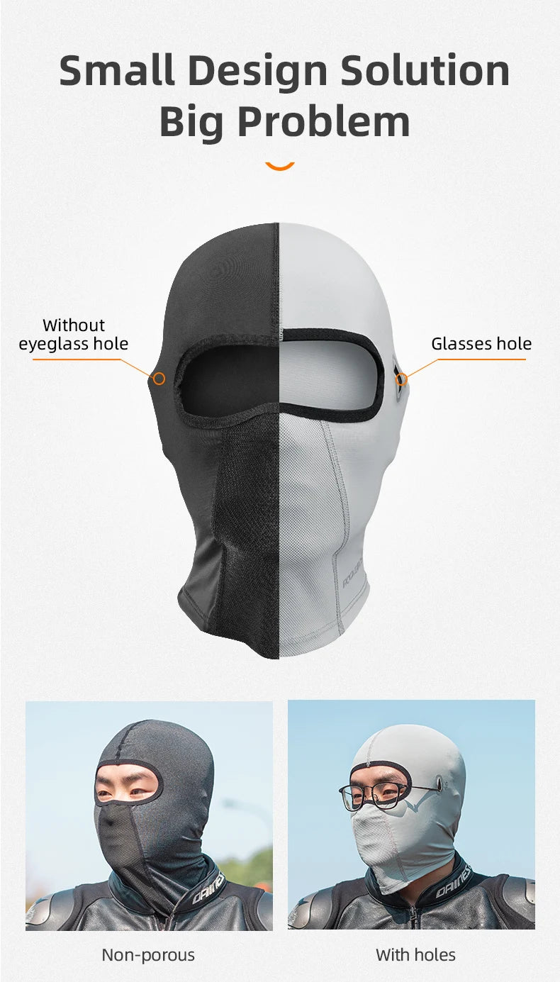 ROCKBROS Bike Mask Full Face Mask Summer Breathable Sun UV Protection Balaclava Glasses Hole Quick-Drying Tactical Balaclava