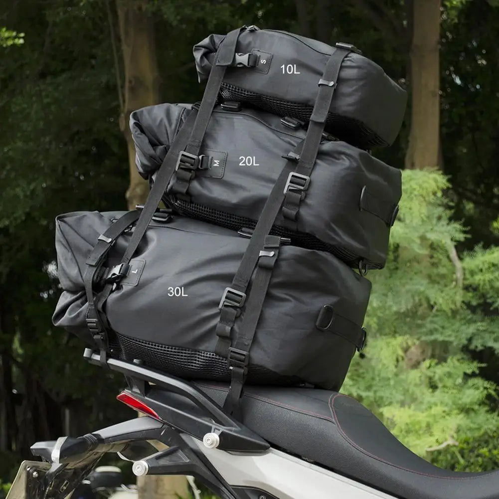 10L 20L 30L Multiple Purposes Motorcycle Tail Pack Backpack Motorbike PVC Waterproof Rear Gear Bag For Rafting Fishing Camping