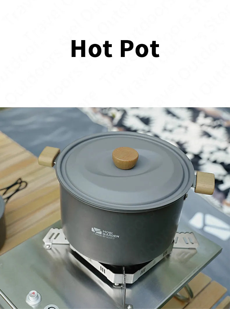 MOBI GARDEN Picnic Big Hot Pot Outdoor Family Party 3.5L Aluminum Plate Big Pot 450g Ultralight Camping Tableware Cooking Pot