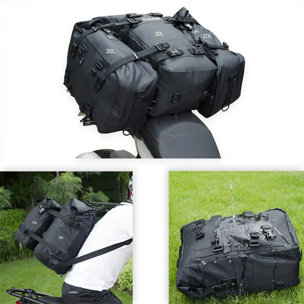 10L 20L 30L Multiple Purposes Motorcycle Tail Pack Backpack Motorbike PVC Waterproof Rear Gear Bag For Rafting Fishing Camping