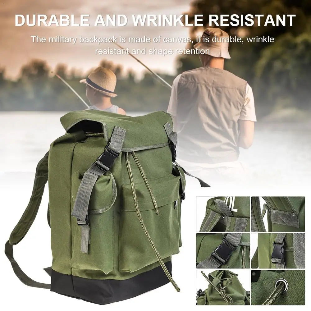 70L Army Green Fishing Gear Bag Large Capacity Outdoor Backpack For Camping Hunting Climbing Bags Tool Waterproof Durable Pack