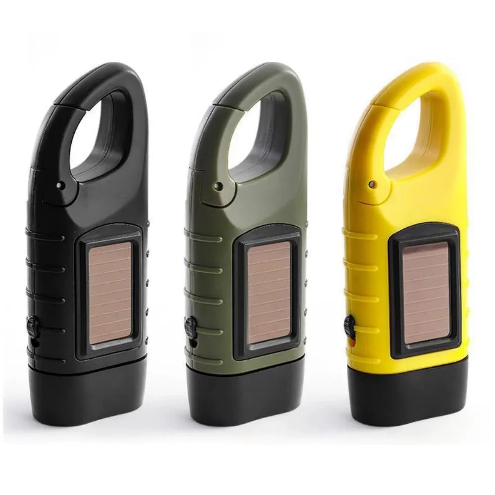 Portable LED Flashlight Hand Crank Dynamo Torch Lantern Professional Solar Power Tent Light for Outdoor Camping Mountaineering