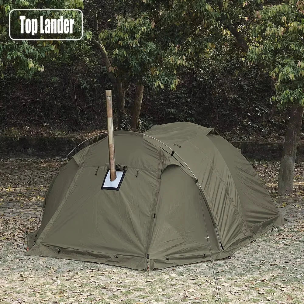 Fireproof Hot Tent 2 Person Waterproof Extend Dome Tent with Stove Jack & Snow Skirt, for Camping Hiking Hunting Winter 4 Season