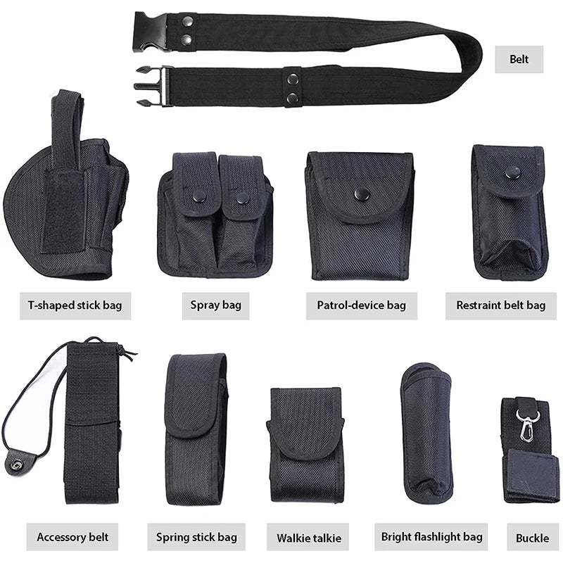 10In1 Tactical Security Duty Belts Multifunctional Gun Holster Flashlight Pouch Sets Utility Kit Belt Police Duty Belt