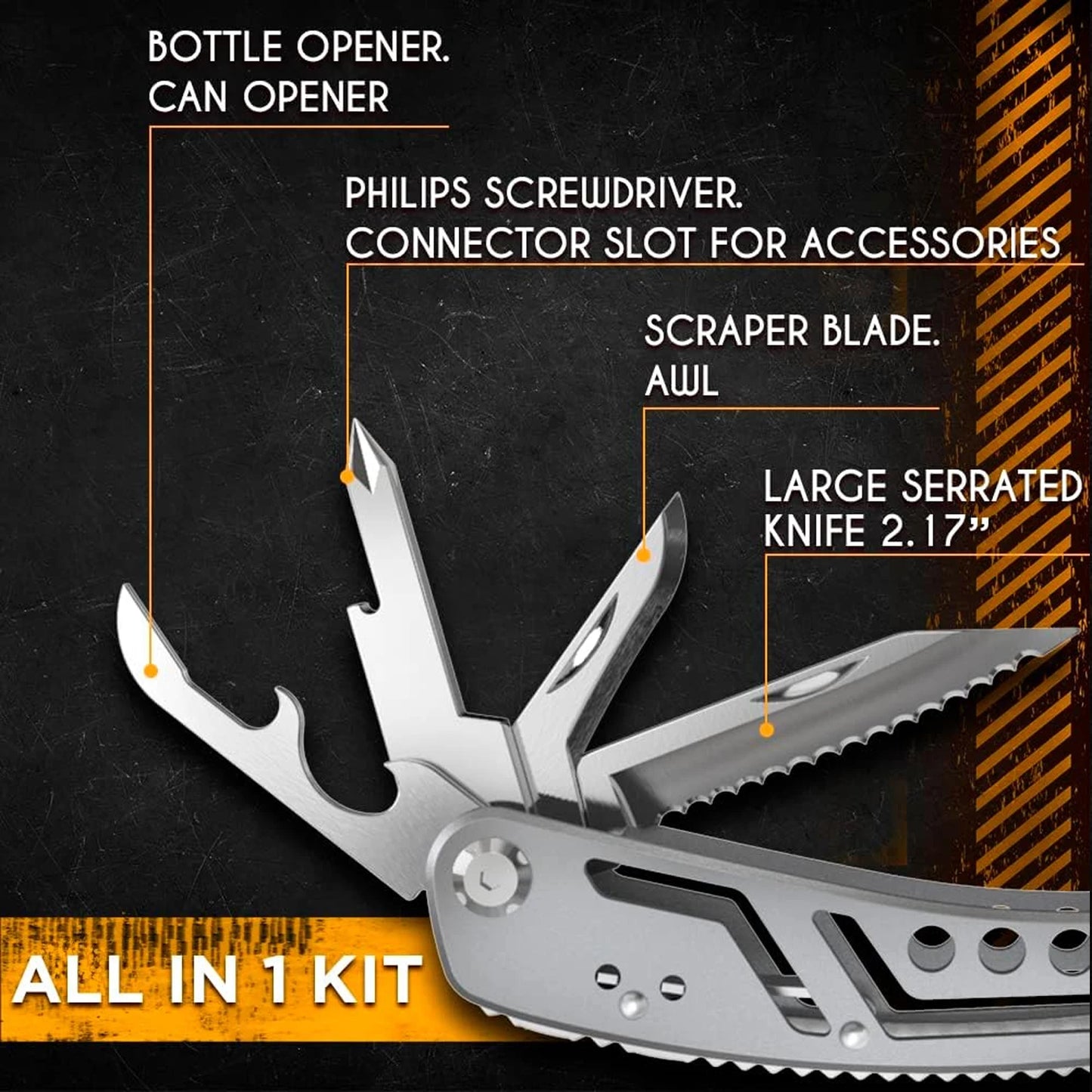 Portable Pocket Multitool 420 Stainless Steel Multitool Pliers Knife Screwdriver for Outdoor Survival Camping Hunting and Hiking