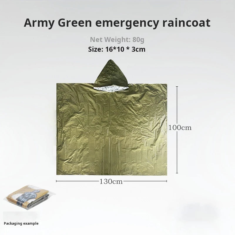 Emergency Rain Poncho Thermal Blanket Poncho Weather Proof Outdoor Survival Camping Gear Survival Gadgets