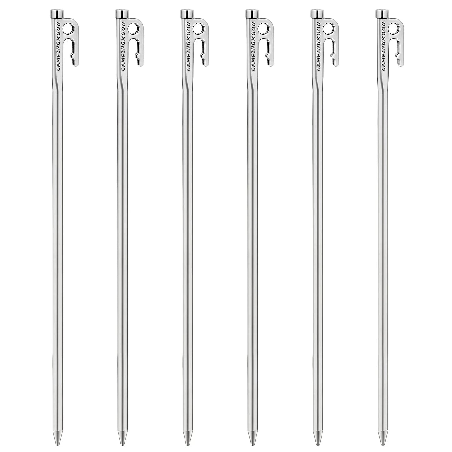 Campingmoon  Heavy Duty Steel Tent Stakes Pegs with Hook and Hole Design for Outdoor Backpacking Camping Tent Canopy