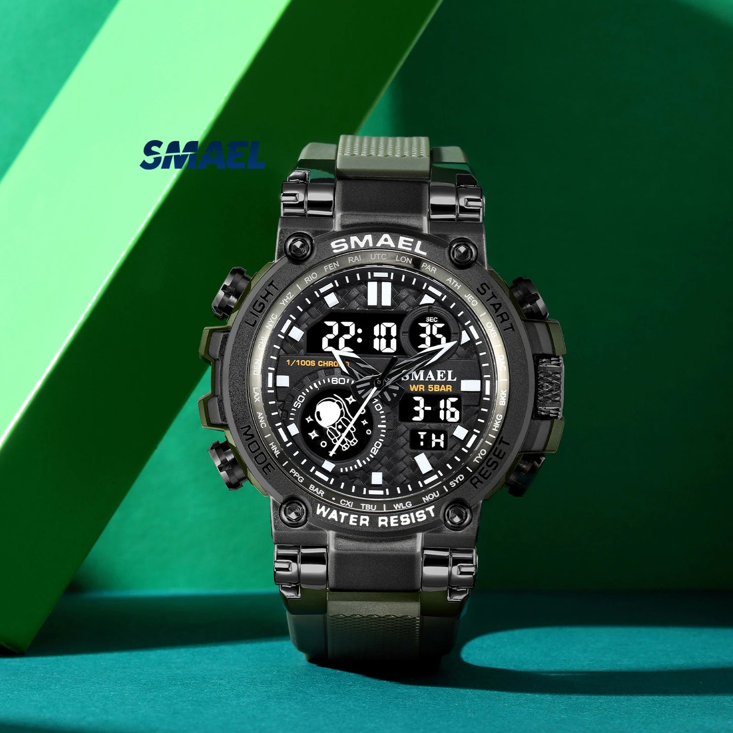 Tactical Digital Large dial Multi functional Alloy Dual Display Waterproof Men's Sports Electronic Watch