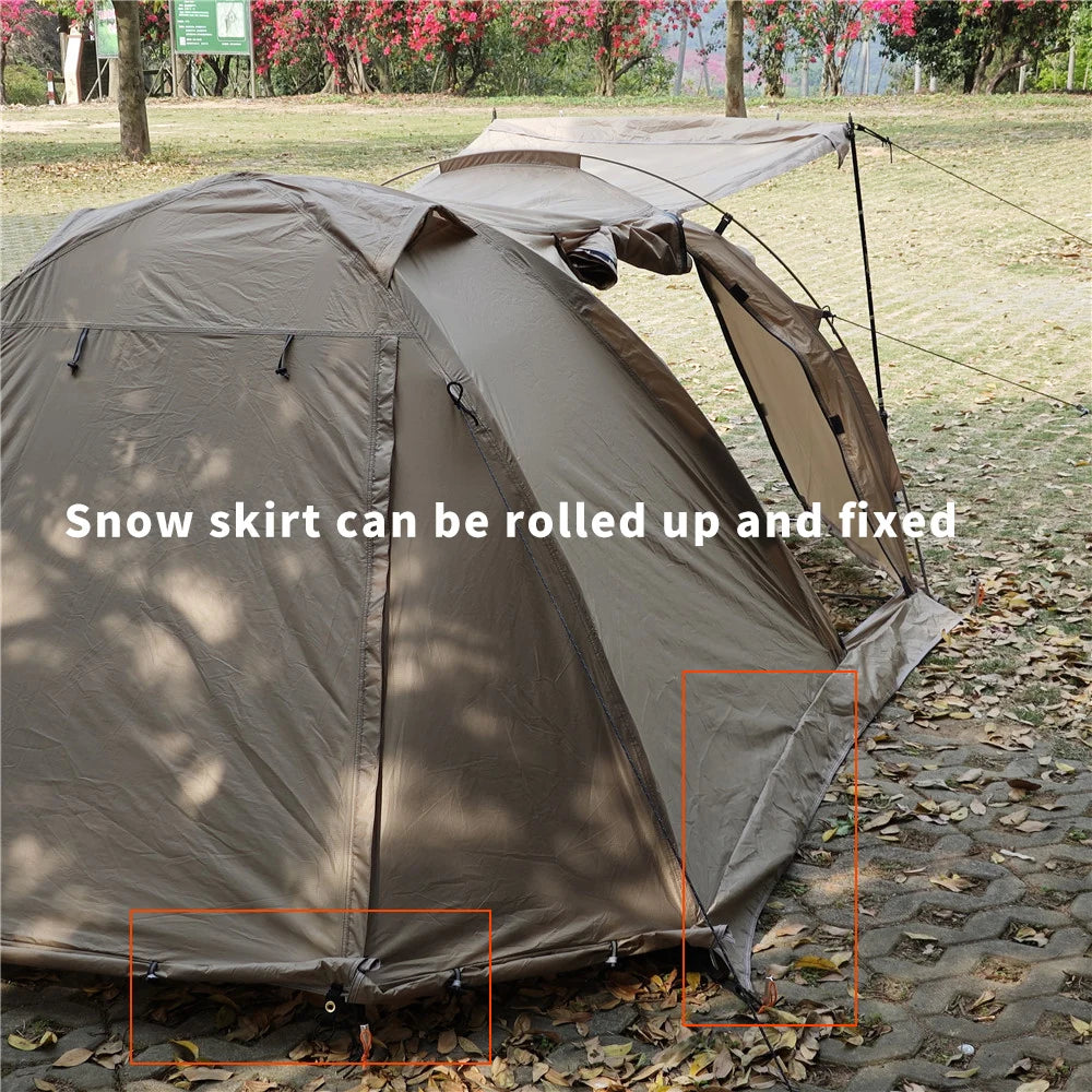 Fireproof Hot Tent 2 Person Waterproof Extend Dome Tent with Stove Jack & Snow Skirt, for Camping Hiking Hunting Winter 4 Season