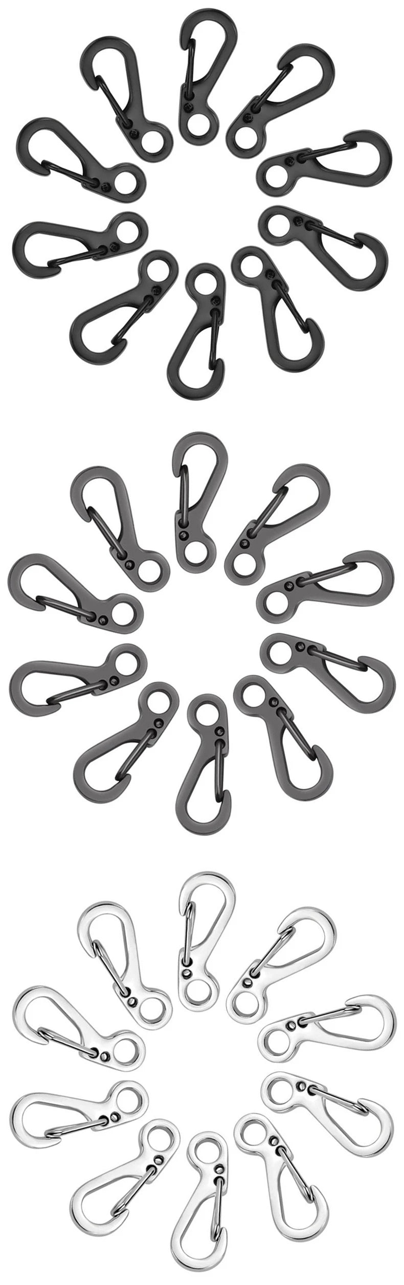 10Pcs/lot Mini Carabiner  Gear Hooks Key Chain Camping EDC Survival Climbing SF Spring Backpack Clasps Keychain