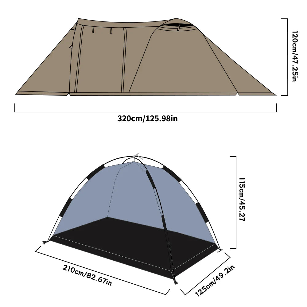 Fireproof Hot Tent 2 Person Waterproof Extend Dome Tent with Stove Jack & Snow Skirt, for Camping Hiking Hunting Winter 4 Season