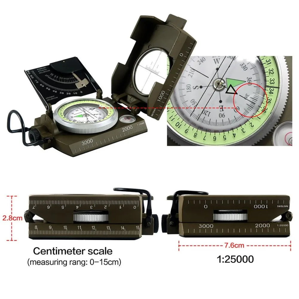 Outdoor Survival Gear Military Compass Camping Hiking Geological Compass Digital Compass Camping Navigation Equipment Gadgets