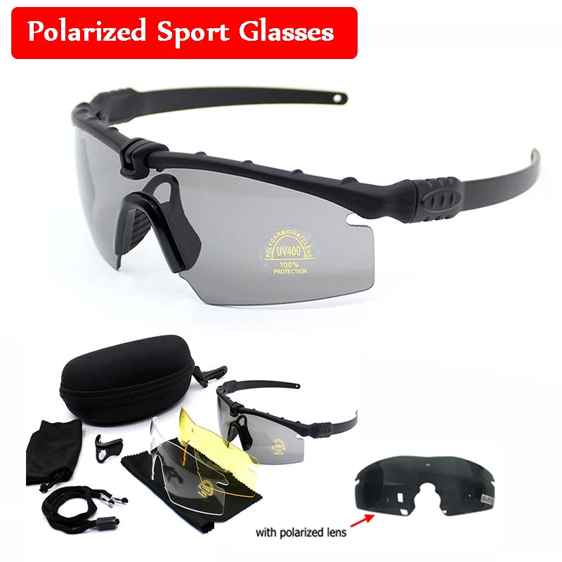 Outdoor UV400 sports sunglasses military tactical glasses military hunting polarized goggles air gun shooting goggles