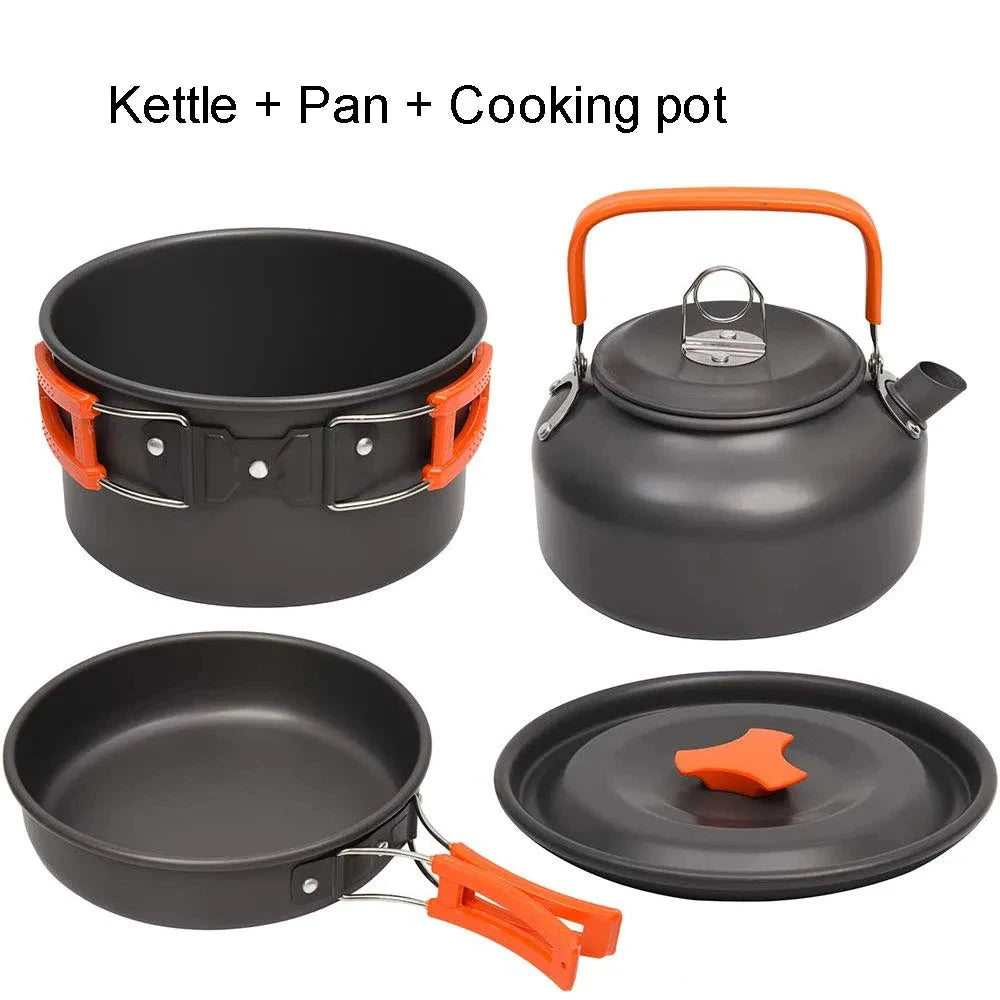 Camping Cooking Set Outdoor Aluminum Lightweight Equipment Camping Cookware Kit For Traveling Trekking Hiking Supplies