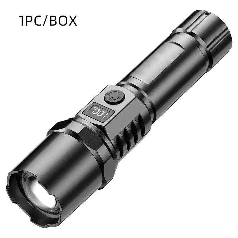 Multi-Functional Outdoor Bright LED RemoteTelescopic Zoom Flashlight, Plastic USB Rechargeable Flashlight