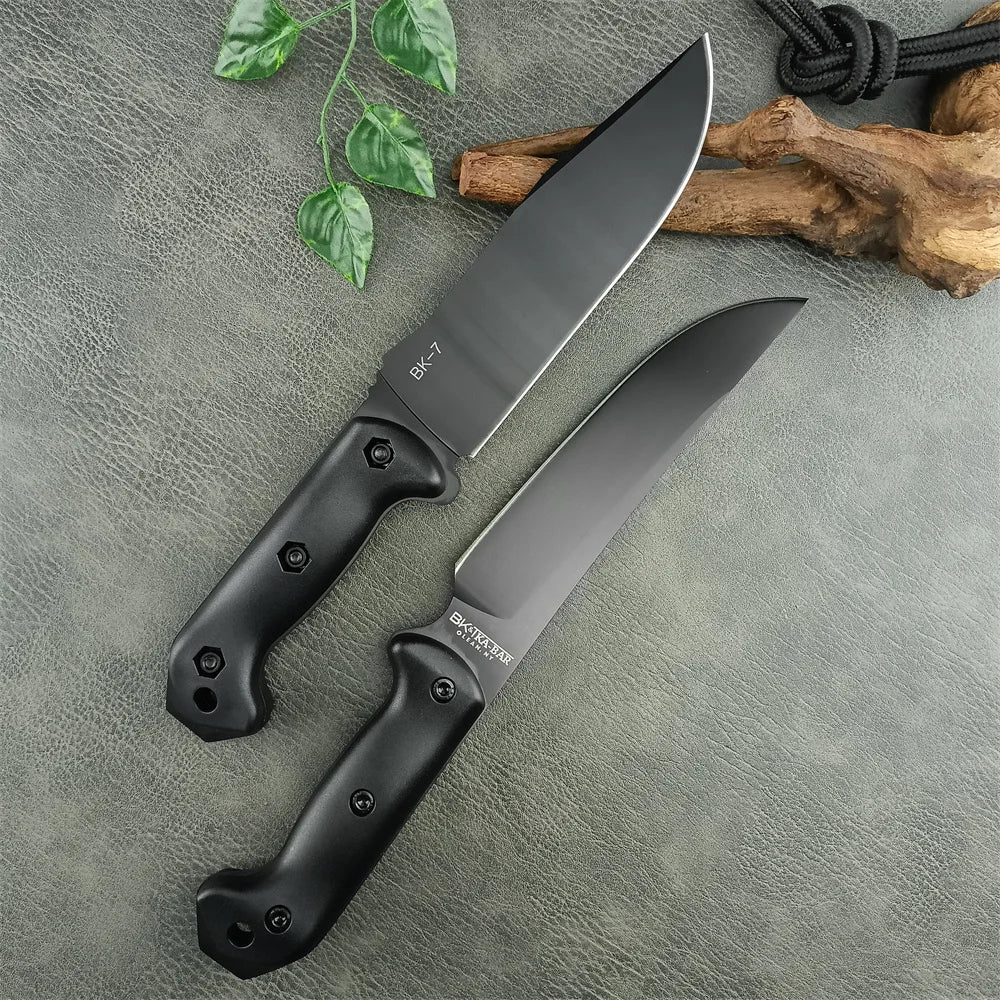 KA-BAR BK7/BK5 All Black Large Fixed Blade Knife 8Cr13Mov Blade Black GFN Handle Combat Utility Outdoor Military Survival Gear