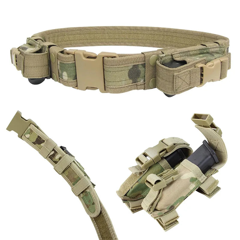 10In1 Tactical Security Duty Belts Multifunctional Gun Holster Flashlight Pouch Sets Utility Kit Belt Police Duty Belt