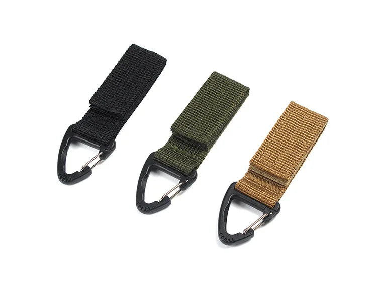 Outdoor Tactical Nylon Webbing Backpack Hanging Buckle Keychain Gadgets Snap Olecranon Hook  Multifunction Tool Molle Belt Gear