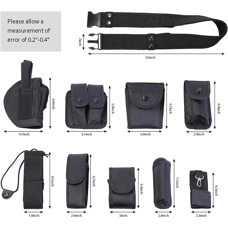 10In1 Tactical Security Duty Belts Multifunctional Gun Holster Flashlight Pouch Sets Utility Kit Belt Police Duty Belt