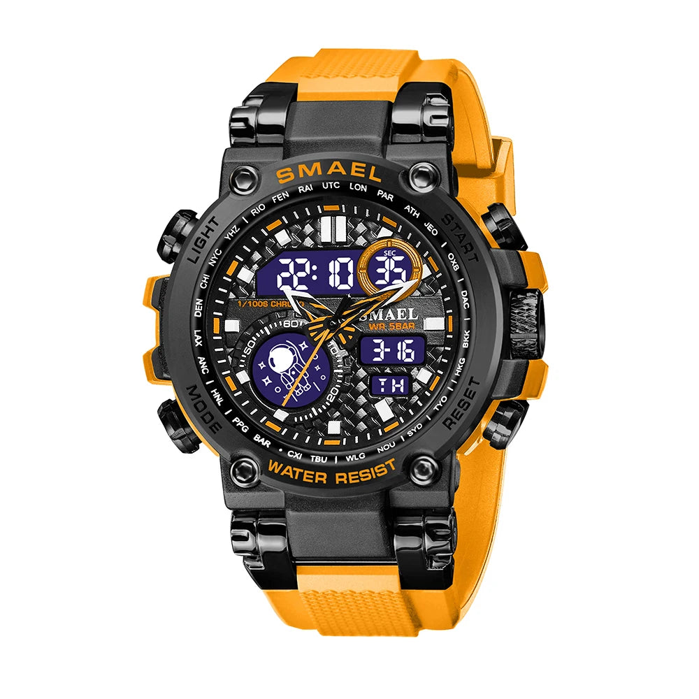 Tactical Digital Large dial Multi functional Alloy Dual Display Waterproof Men's Sports Electronic Watch