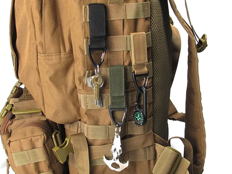 Outdoor Tactical Nylon Webbing Backpack Hanging Buckle Keychain Gadgets Snap Olecranon Hook  Multifunction Tool Molle Belt Gear