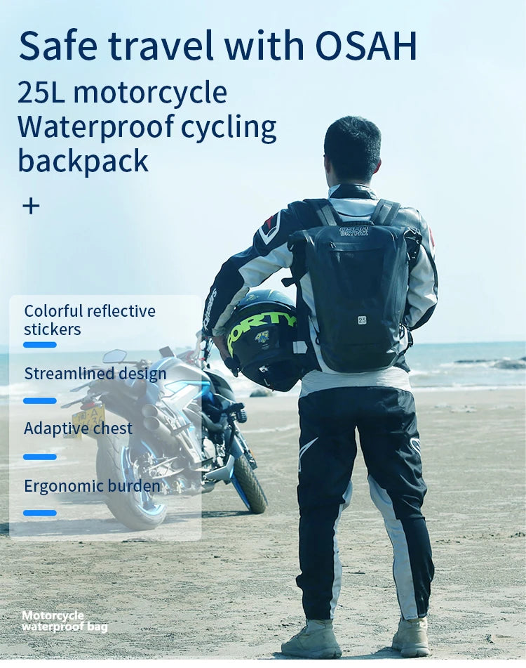 OSAH 25L Motorcycle Cycling Bag Large Capacity Riding Gears Package Waterproof Outdoor Travel Backpack Camping Hiking Pack