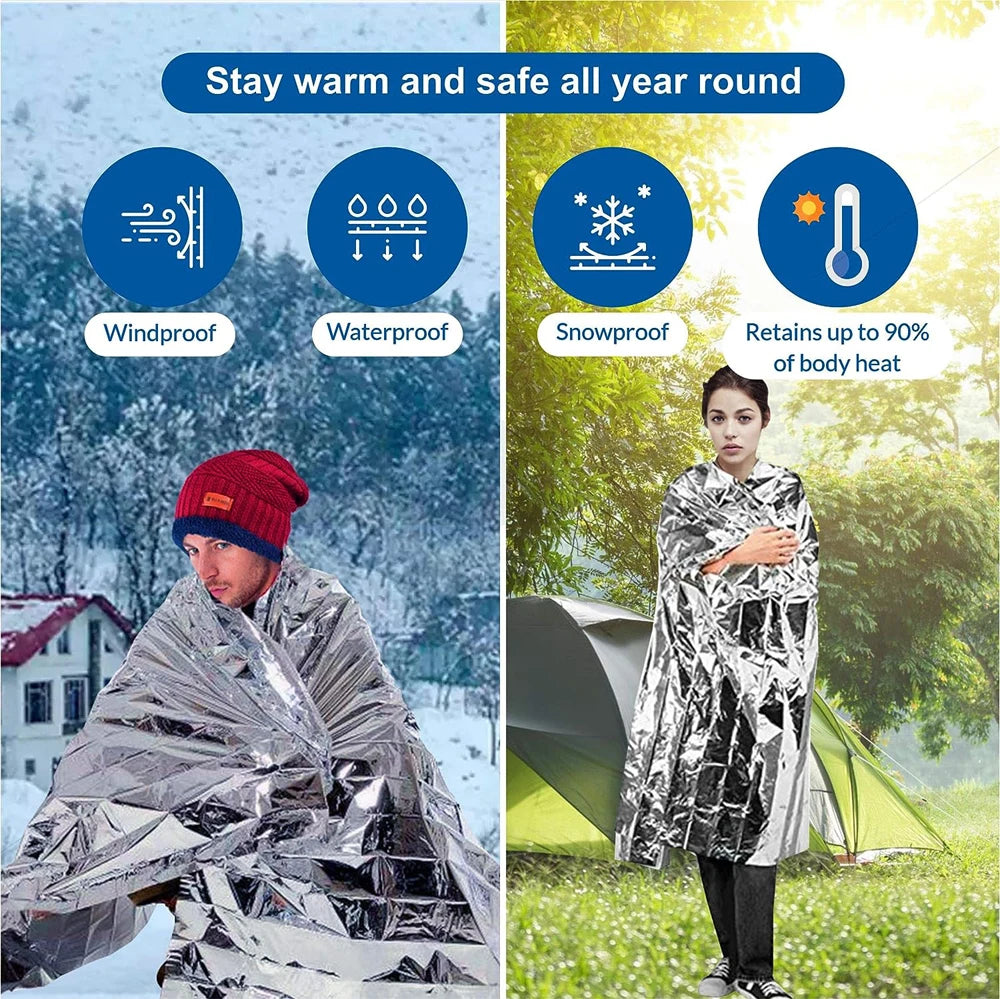 Survival Emergency Mylar Thermal Blanket Foil Space Blanket for NASA Body Warmer Outdoor First Aid Camping Gear Hiking Travel