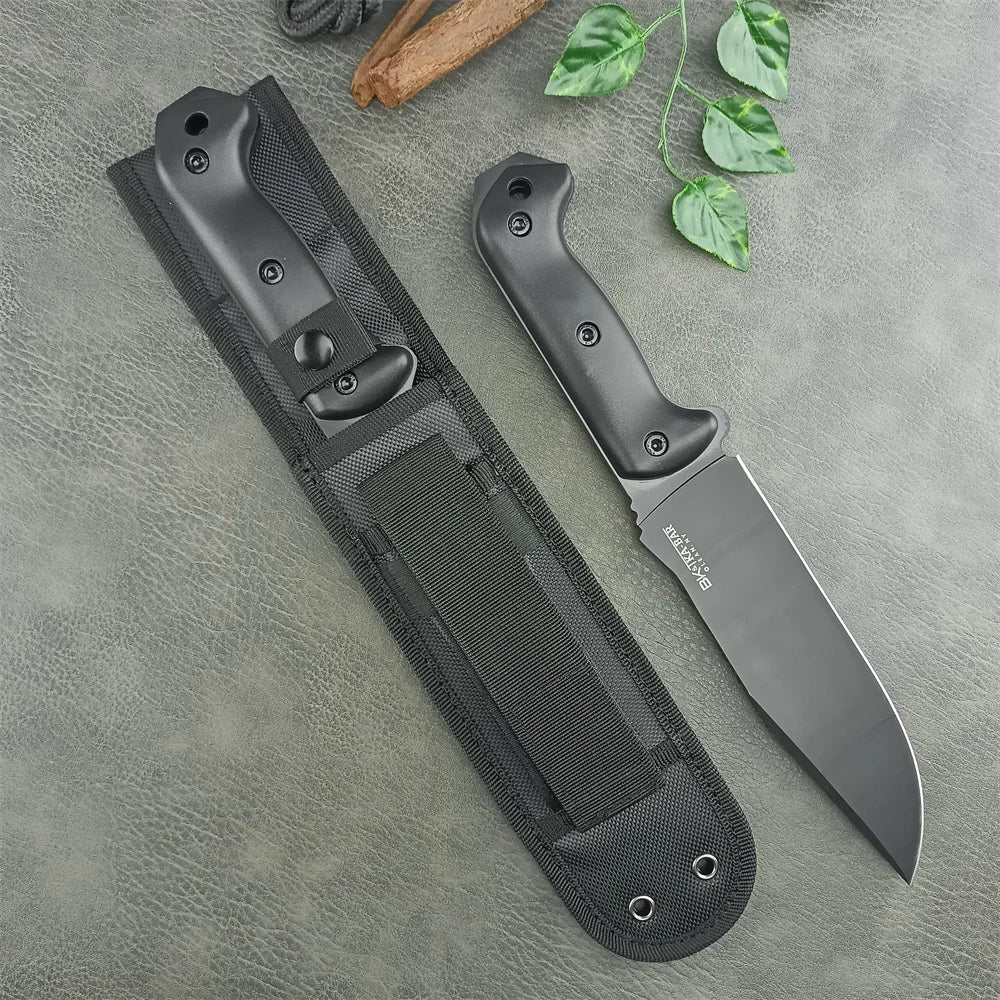 KA-BAR BK7/BK5 All Black Large Fixed Blade Knife 8Cr13Mov Blade Black GFN Handle Combat Utility Outdoor Military Survival Gear