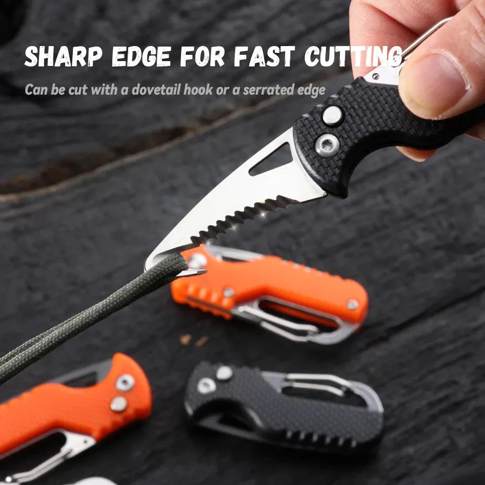 Portable Folding Knife Express Parcel Knife Stainless Serrated Hook Cutter Outdoor Camping Carry-on Survival Tool Box Opener