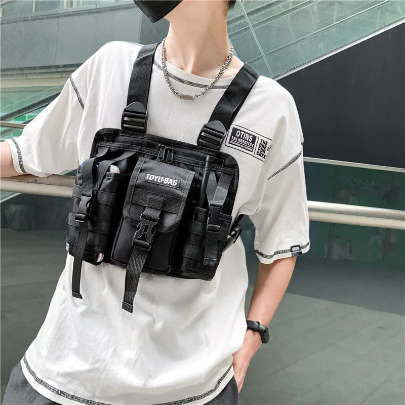 CCRXRQ Hip-hop Streetwear Men Chest Bags 2024 New Fashion Unisex Tactical Vest Backpacks Multi-function Sport Travel Chest Pack