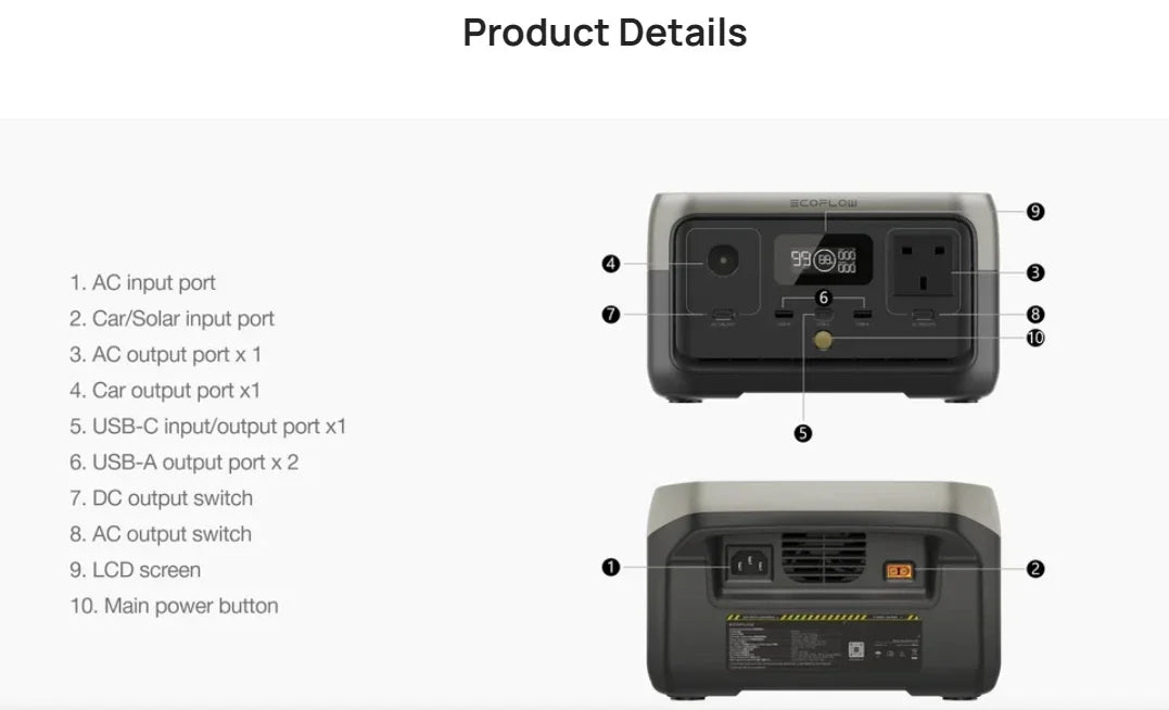 EcoFlow River 2 pro-Alimentation Électrique Portable en Lithium Fer Phxing, 800W, 768Wh, pour l'Extérieur, 220V, Haute Puissance