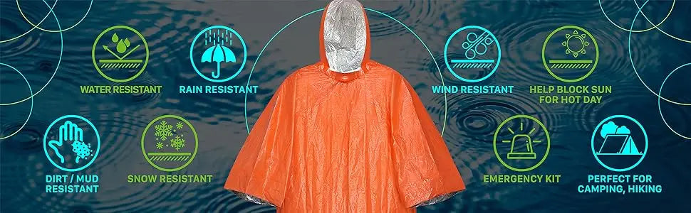 Emergency Rain Poncho Thermal Blanket Poncho Weather Proof Outdoor Survival Camping Gear Survival Gadgets