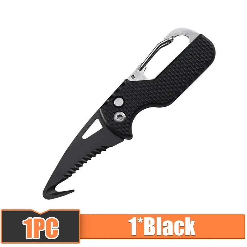 Portable Folding Knife Express Parcel Knife Stainless Serrated Hook Cutter Outdoor Camping Carry-on Survival Tool Box Opener