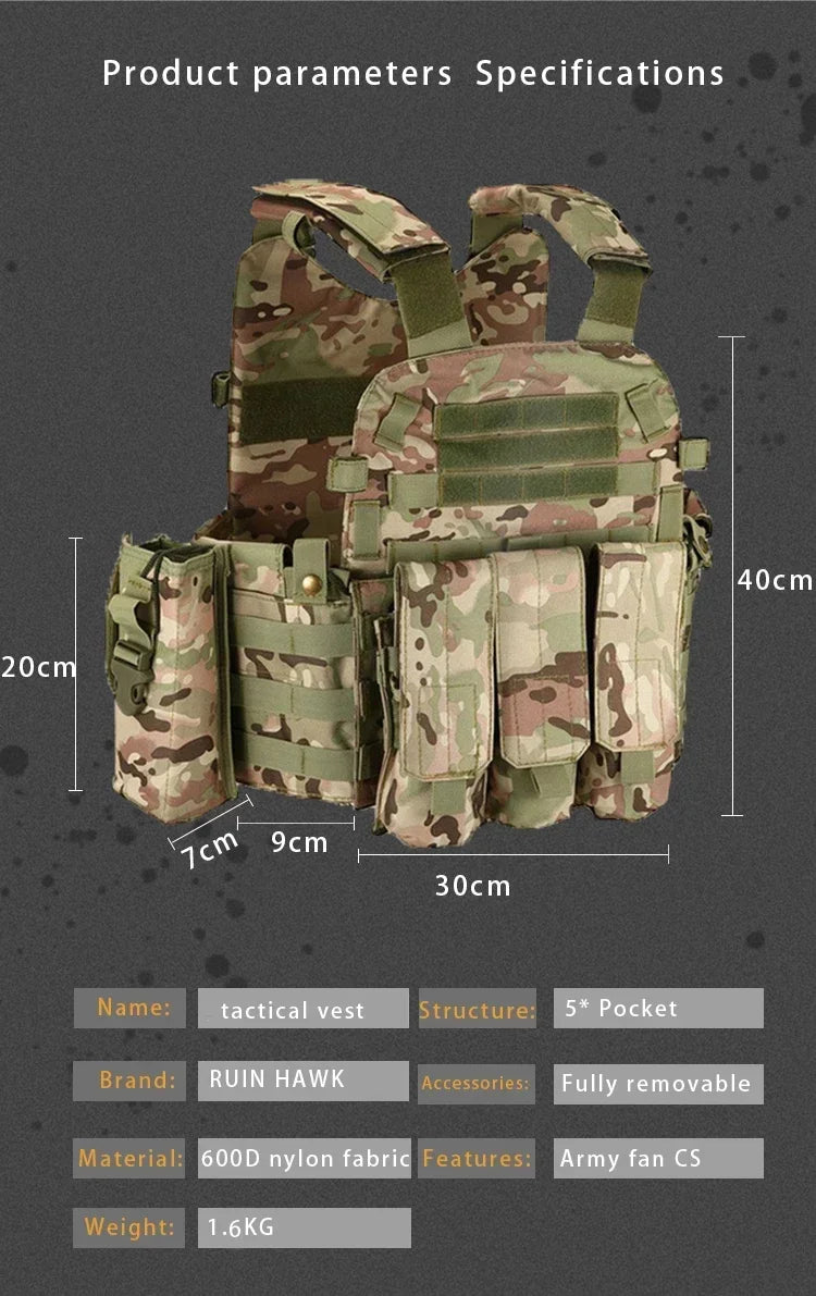 Plate Carrier Tactical Vest Hunting Plate Carrier With Pouch Molle Vest