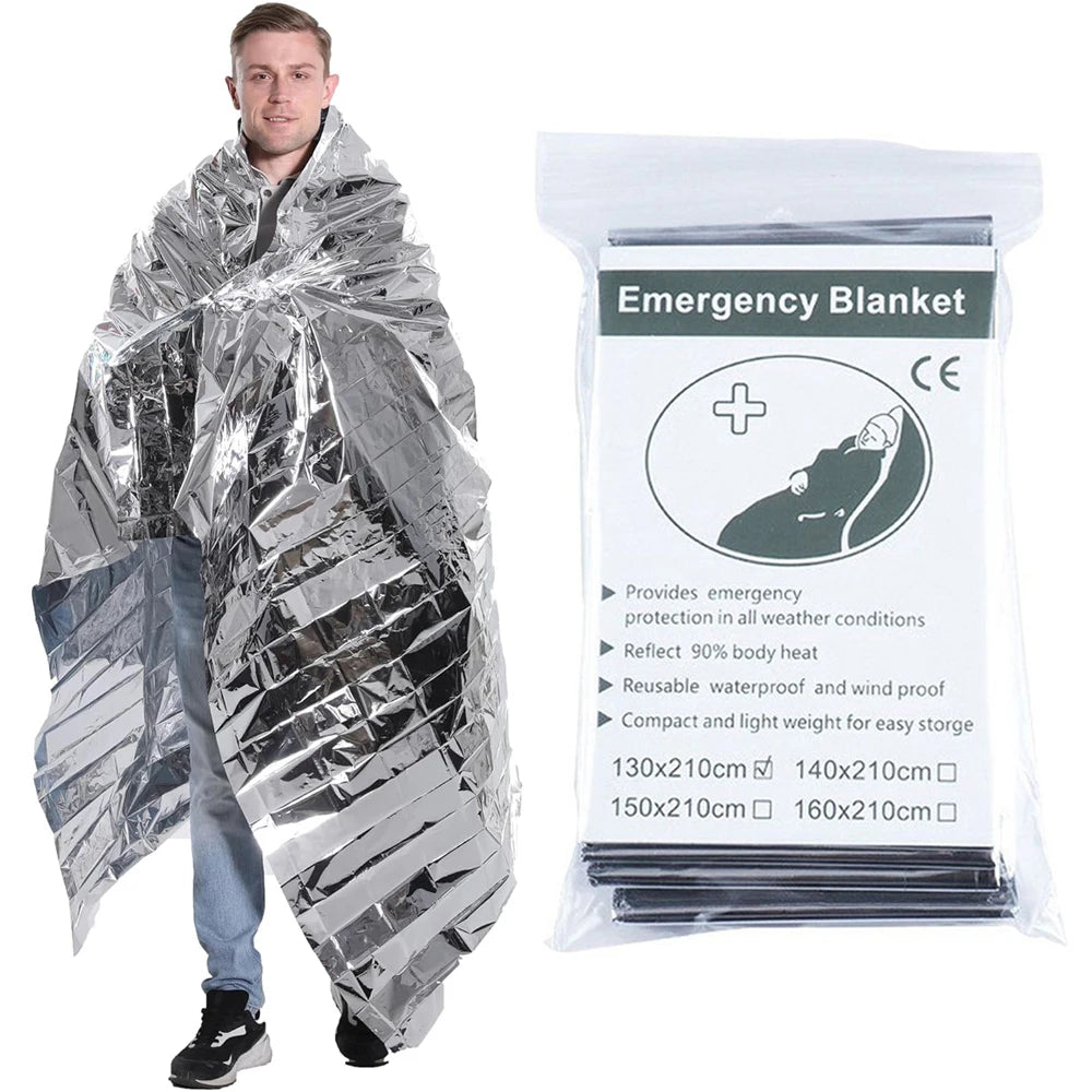 Survival Emergency Mylar Thermal Blanket Foil Space Blanket for NASA Body Warmer Outdoor First Aid Camping Gear Hiking Travel