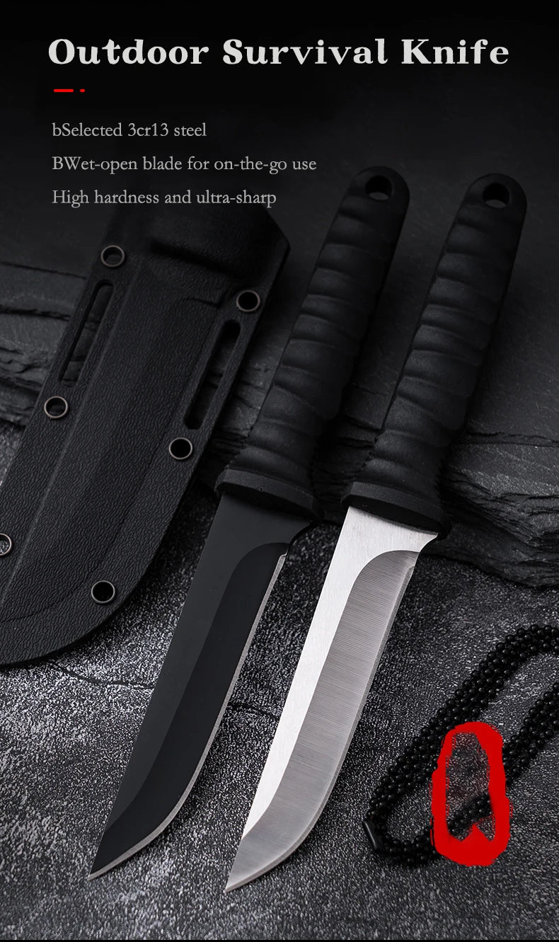 Outdoor pocket knife camping knife camping barbecue small straight knife k sheath survival knife carry portable fruit knife