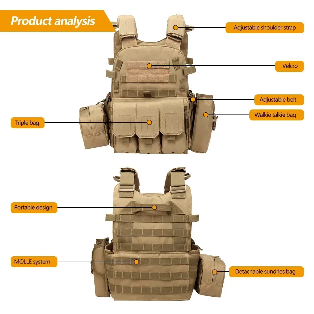 Plate Carrier Tactical Vest Hunting Plate Carrier With Pouch Molle Vest