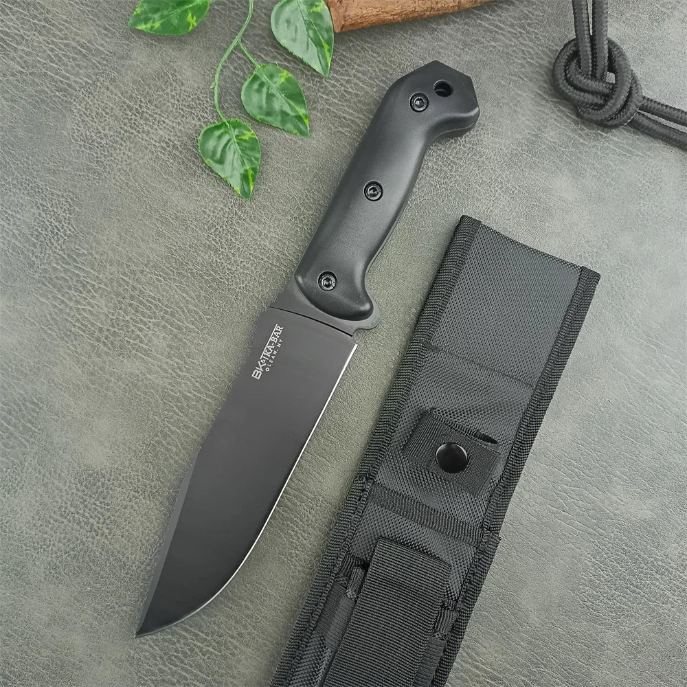 KA-BAR BK7/BK5 All Black Large Fixed Blade Knife 8Cr13Mov Blade Black GFN Handle Combat Utility Outdoor Military Survival Gear